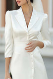 Ivory Notched Lapel A Line Short Engagement Dress