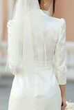 Ivory Notched Lapel A Line Short Engagement Dress