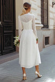 Lace Long Sleeve A Line Ivory Engagement Dress