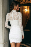 Lace High Neck Bodycon Ivory Engagement Dress