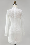 Lace High Neck Bodycon Ivory Engagement Dress