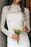 Lace High Neck Bodycon Ivory Engagement Dress