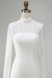 Lace High Neck Bodycon Ivory Engagement Dress