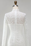 Lace High Neck Bodycon Ivory Engagement Dress