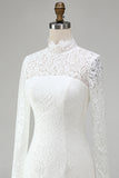 Lace High Neck Bodycon Ivory Engagement Dress