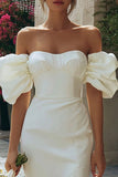 Off the Shoulder Bodycon Ivory Ruffled Engagement Dress