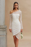 Asymmetrical Bodycon Ruched Ivory Engagement Dress