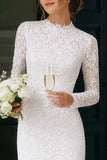 Lace Long Sleeve Ivory Bodycon Short Engagement Dress