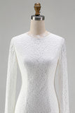 Lace Long Sleeve Ivory Bodycon Short Engagement Dress
