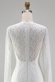 Lace Long Sleeve Ivory Bodycon Short Engagement Dress