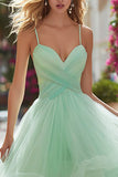 Light Green Tulle Princess Prom Dress with Ruffles