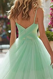 Light Green Tulle Princess Prom Dress with Ruffles