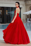 Red Halter Ruched A Line Long Gala Dress
