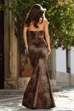 Brown Leopard Sweetheart Mermaid Prom Dress