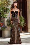 Strapless Mermaid Brown Leopard Lace Prom Dress