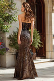 Strapless Mermaid Brown Leopard Lace Prom Dress
