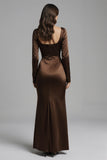 Mermaid Coffee Square Neck Satin Formal Dress