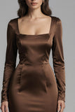 Mermaid Coffee Square Neck Satin Formal Dress