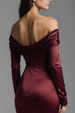 Burgundy Mermaid Off the Shoulder Satin Formal Dress