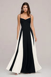 Simple Black and White A Line Formal Dress