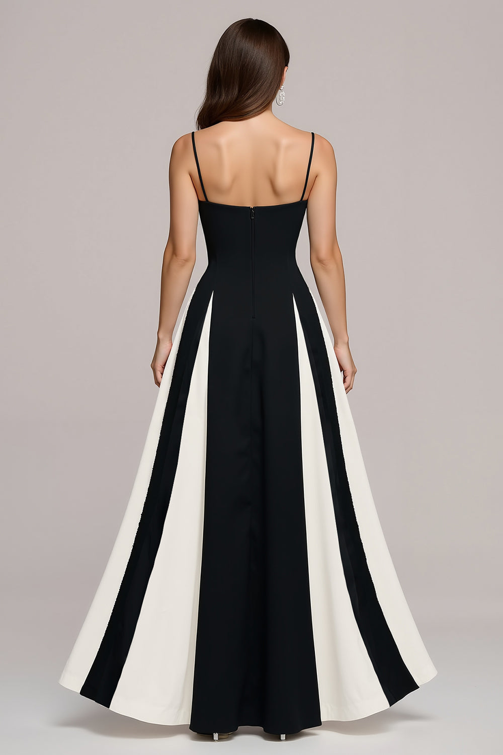Wedtrend Women Black and White Formal Dress Simple Spaghetti Straps A Line Long Party Dress Wedtrend UK Wedtrend Women Black and White Formal Dress Simple Spaghetti Straps A Line Long Party Dress Wedtrend UK