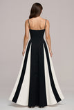 Simple Black and White A Line Formal Dress