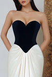 Black and White Strapless Mermaid Formal Dress