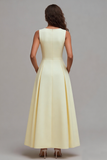 Simple Daffodil Round Neck A Line Formal Dress