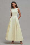 Simple Daffodil Round Neck A Line Formal Dress
