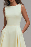 Simple Daffodil Round Neck A Line Formal Dress