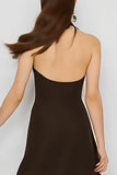 Coffee Halter A Line Long Wedding Guest Dress