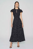Black White Dots Cut Out A Line Wedding Guest Dress