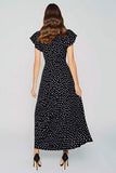 Black White Dots Cut Out A Line Wedding Guest Dress