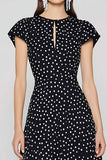 Black White Dots Cut Out A Line Wedding Guest Dress