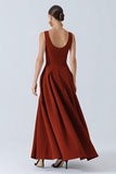 Burgundy Spaghetti Straps A Line Wedding Guest Dress