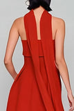 Red A Line Strapless Wedding Guest Dress