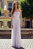 Simple Lilac Strapless Wedding Guest Dress
