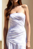 Lilac Floral Ruched Strapless Wedding Guest Dress