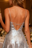 Sparkly Silver A Line Short Cocktail Dress