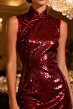 Sparkly Burgundy Bodycon Short Cocktail Dress