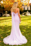 Mermaid Light Purple One Shoulder Long Wedding Guest Dress With Sash
