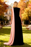 Black Bateau Neck Mermaid Long Wedding Guest Dress With Slit