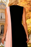 Black Bateau Neck Mermaid Long Wedding Guest Dress With Slit