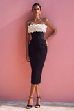 Strapless Ruffled Bodycon Little Black Dress