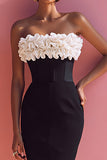 Strapless Ruffled Bodycon Little Black Dress