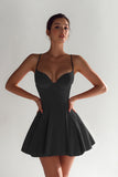 Spaghetti Straps A Line Mini Little Black Dress