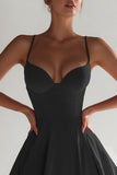 Spaghetti Straps A Line Mini Little Black Dress