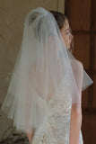 Elegant Ivory Beaded Tulle Bridal Veil