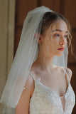 Elegant Ivory Beaded Tulle Bridal Veil