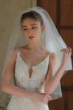 Elegant Ivory Beaded Tulle Bridal Veil